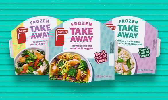 Frozen take away bowls packshot turkos plåt bakgrund 