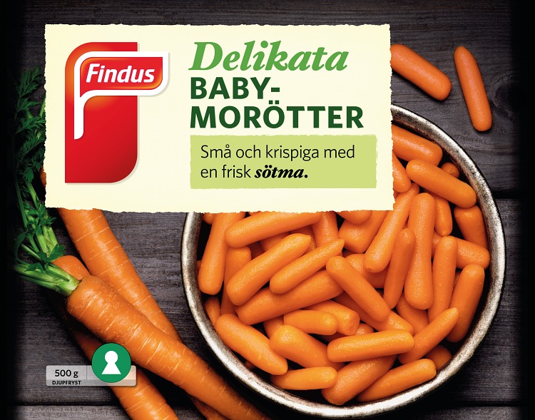 förpackningsomslag av baby morötter