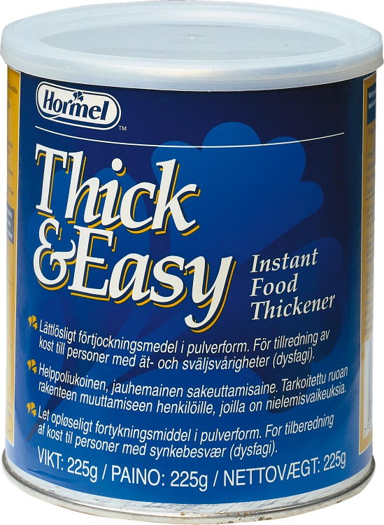 blå burk med thick and easy