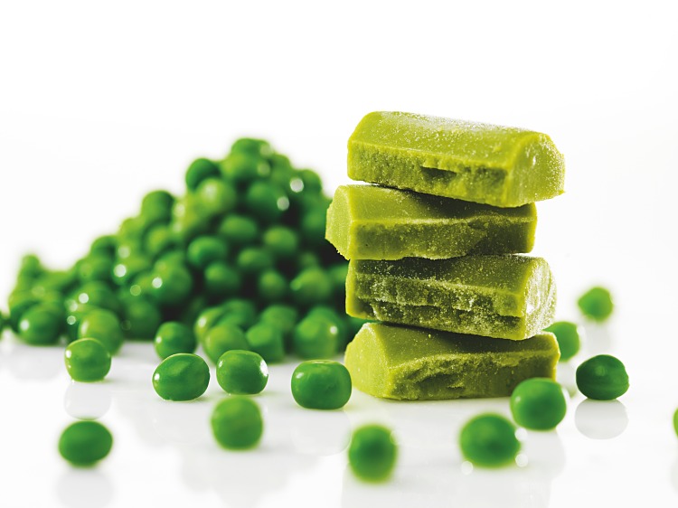 förpackningsomslag ärtor och ärtpuré i kuber