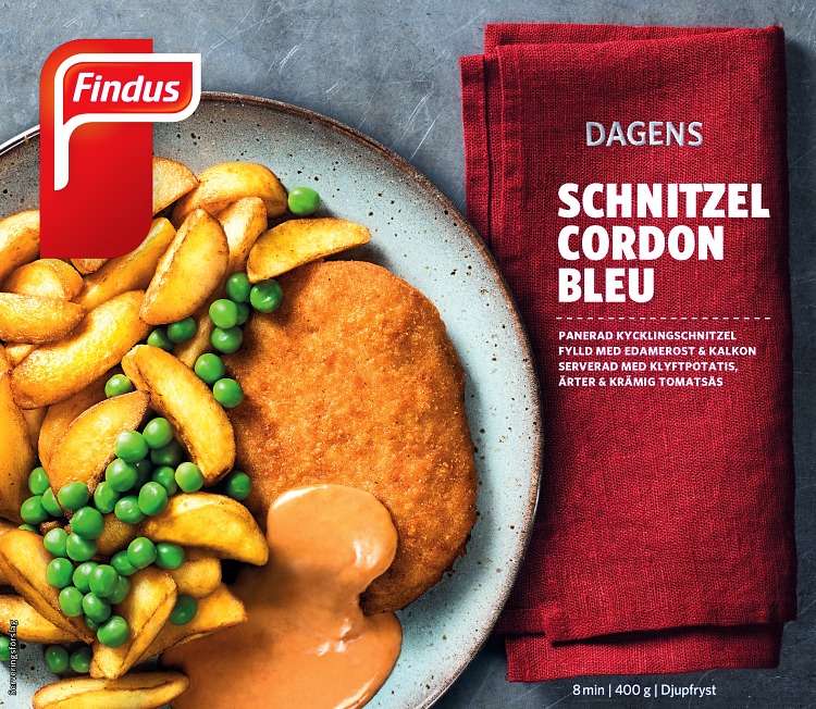 Dagens schnitzel cordon bleu förpackning findus