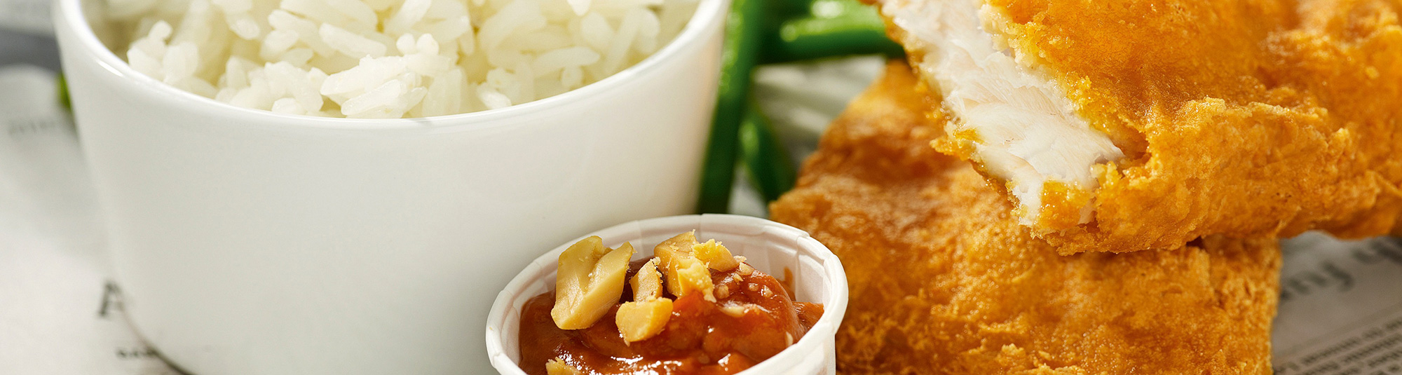 Fish & Crisp med ris och crunchy ketchup