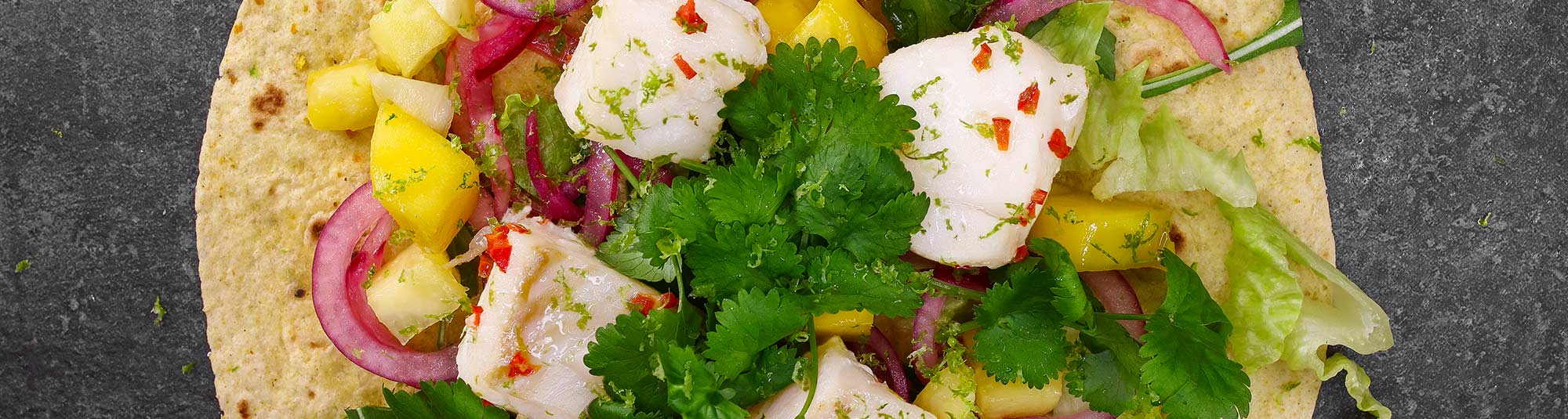 Tacos med Findus gourmetbitar torsk och mangosalsa