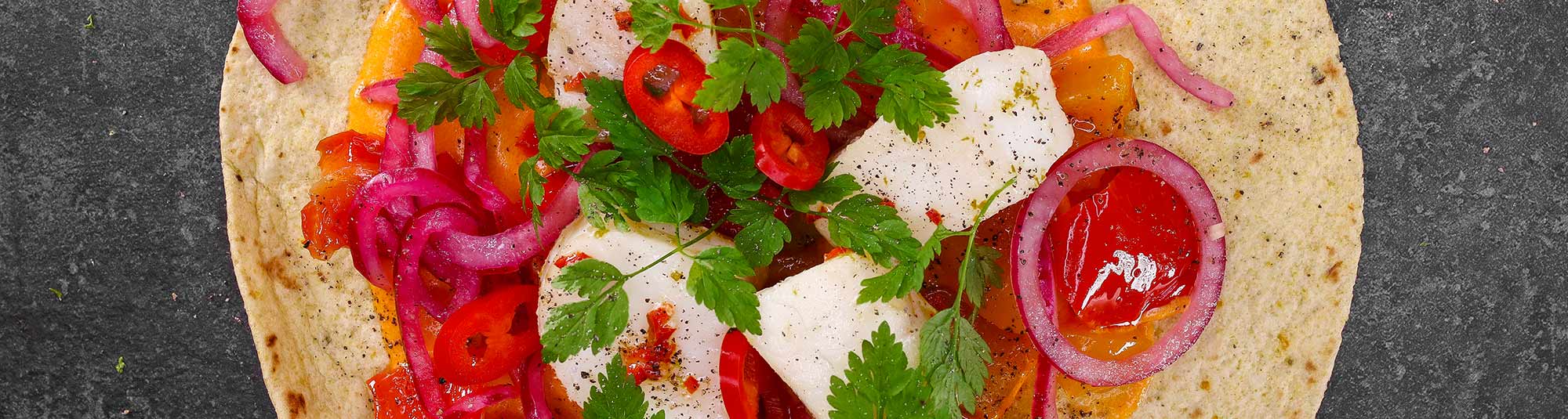 Fisktacos med Findus gourmetbitar torsk och rostad paprika