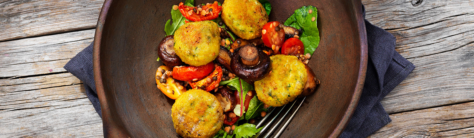 Falafel med champinjonsallad