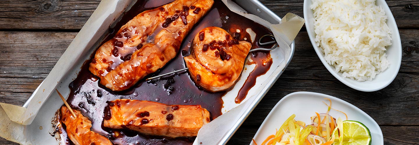 Lax Yakitori med jasminris