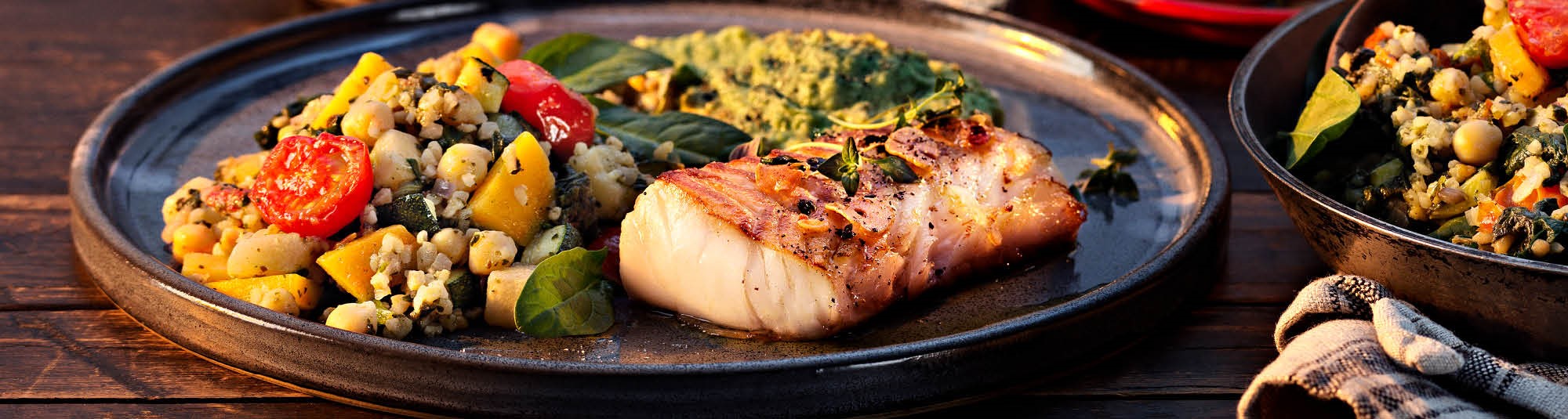 Ugnsgrillad torskrygg med Bulgurmix