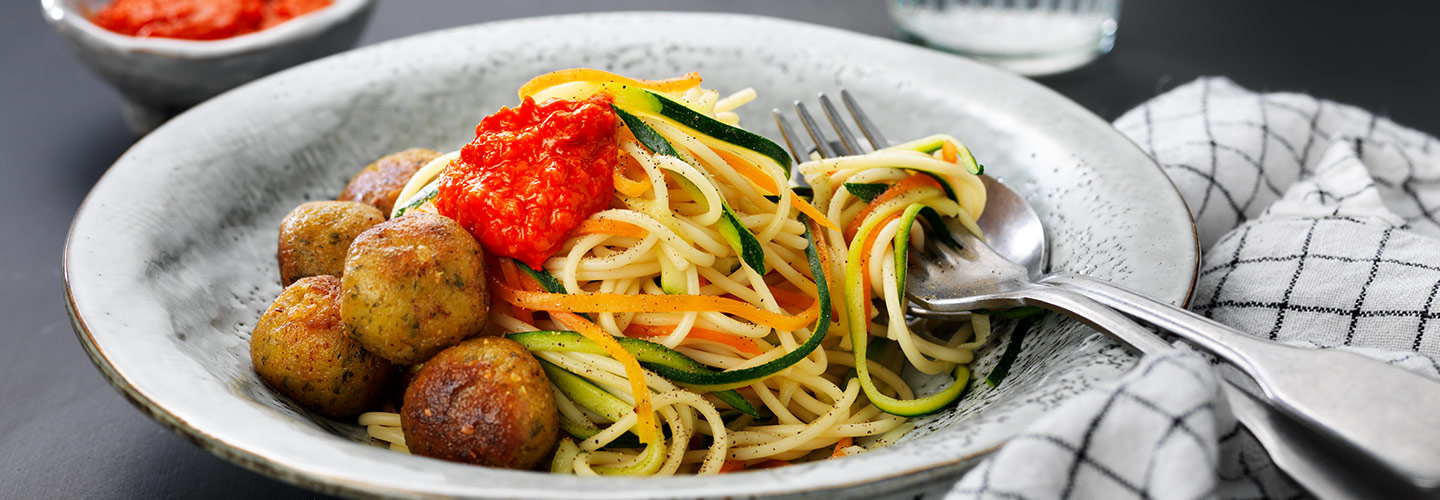 Falafel med spaghetti