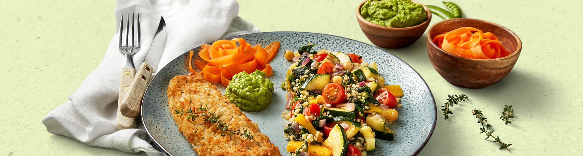 Panerad fisk med Veggie Sides