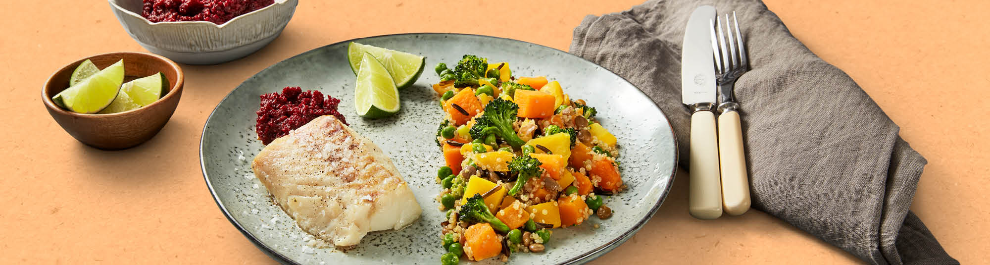 Torskrygg med Veggie Sides